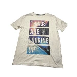 Old Navy White T-Shirt Short Sleeve Graphic Tee Unisex Size Large (10-12)